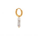 Single large marble tube hoop gold | Label Kiki