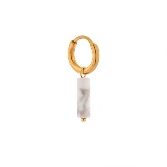 Single large marble tube hoop gold | Label Kiki