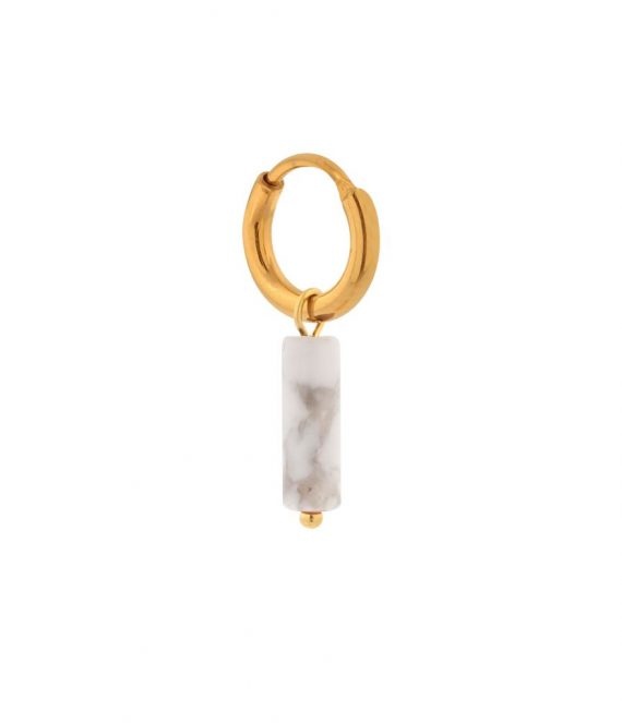 Single large marble tube hoop gold | Label Kiki