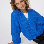 Cardigan chunky knit lurex blue | Esqualo