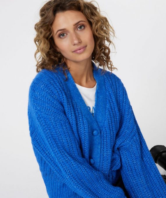 Cardigan chunky knit lurex blue Esqualo