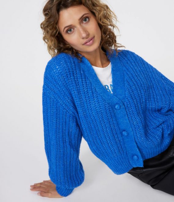 Cardigan chunky knit lurex blue Esqualo