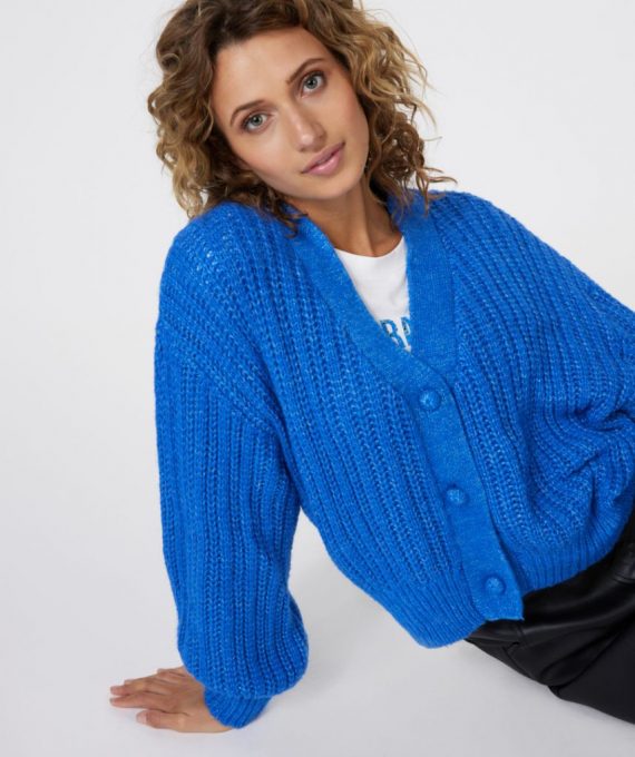 Cardigan chunky knit lurex blue Esqualo