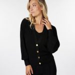 Cardigan puff sleeve lurex black | Esqualo