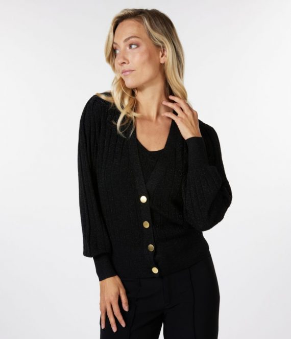 Cardigan puff sleeve lurex black Esqualo