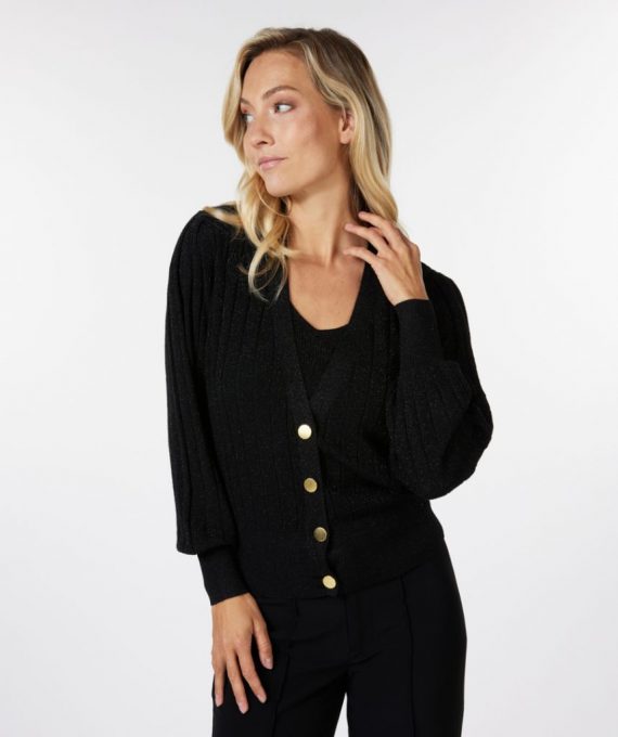 Cardigan puff sleeve lurex black Esqualo