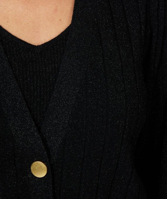 Cardigan puff sleeve lurex black Esqualo