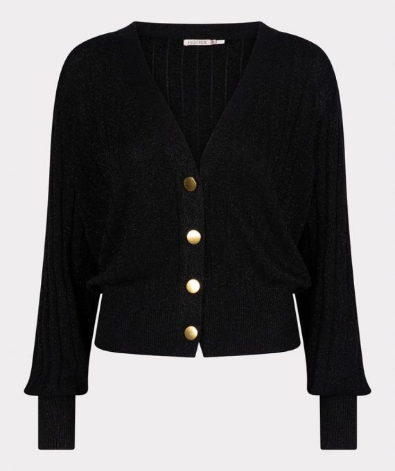 Cardigan puff sleeve lurex black Esqualo