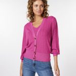 Cardigan puff sleeve lurex pink | Esqualo