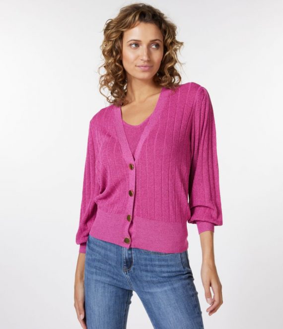 Cardigan puff sleeve lurex pink Esqualo