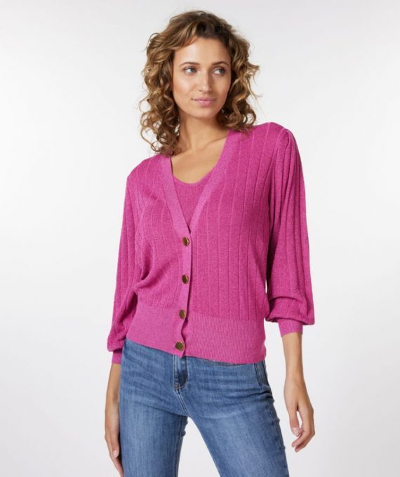 Cardigan puff sleeve lurex pink Esqualo