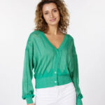 Cardigan lurex fancy groen | Esqualo