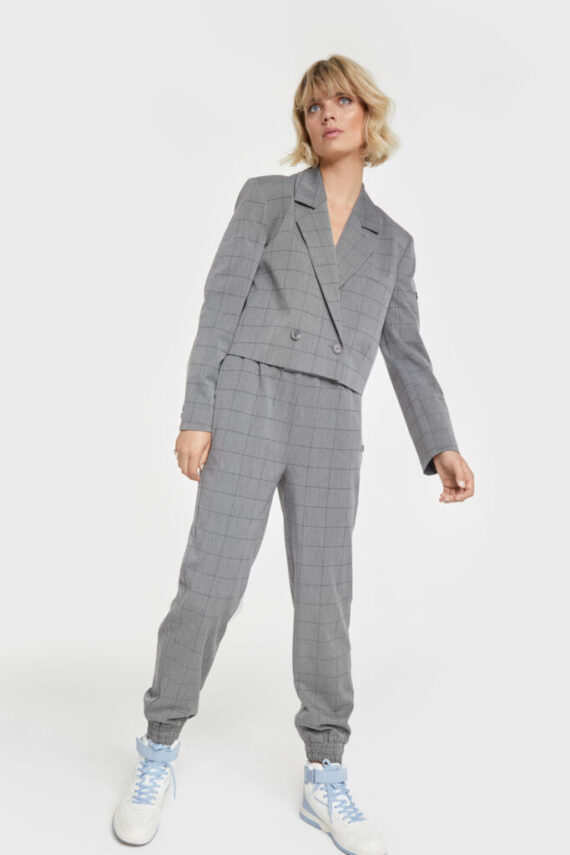 Cropped check blazer | Alix the label