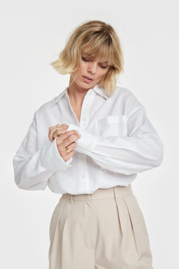 Linen lyocell blouse white Alix the label
