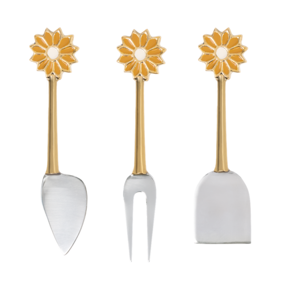 Daisy cheese cutlery set/3 | A la collection ziet er niet alleen leuk uit, een kaasje afsnijden word nu een feestje! Combineer met de gehele daisy collectie van a la collection. 