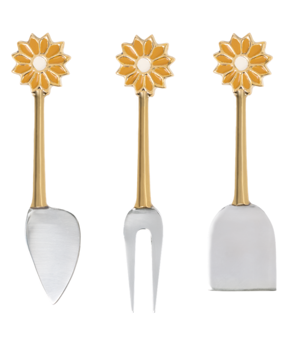 Daisy cheese cutlery set/3 | A la collection ziet er niet alleen leuk uit, een kaasje afsnijden word nu een feestje! Combineer met de gehele daisy collectie van a la collection. 