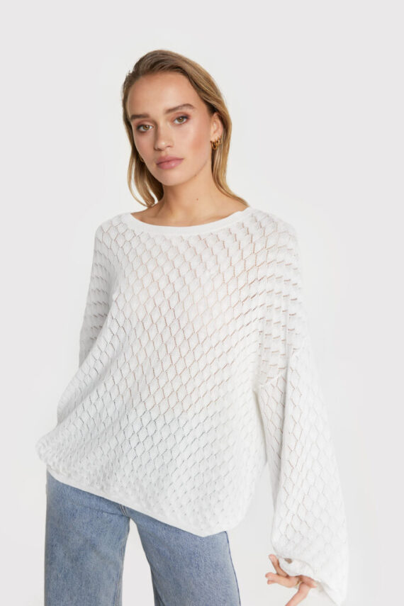 Ajour jumper white | Alix the label