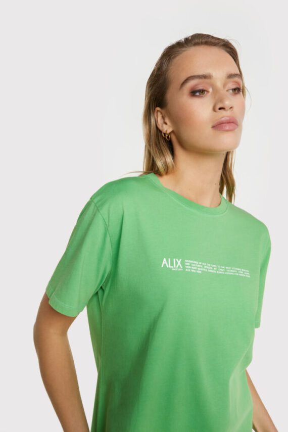 Alix text t-shirt green | Alix the label