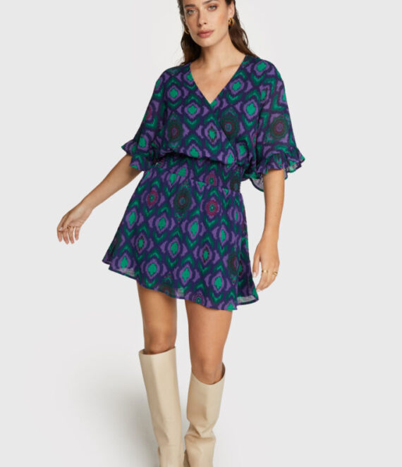 Ikat fake wrap dress | Alix the label
