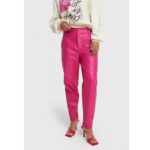 Logo faux leather pants pink | Alix the label