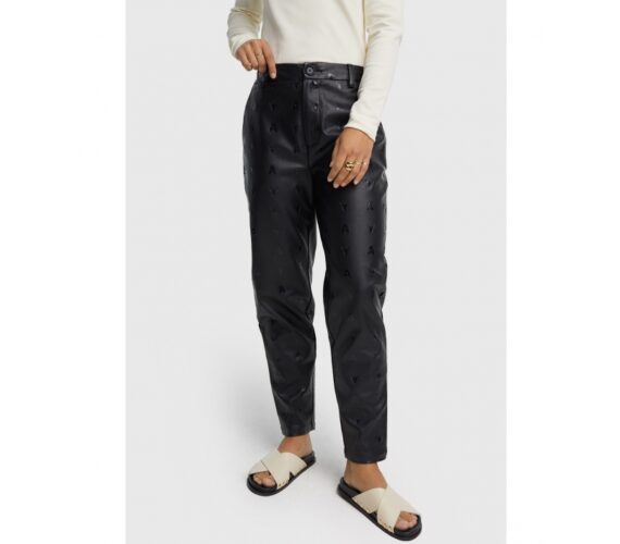 Logo faux leather pants black | Alix the label