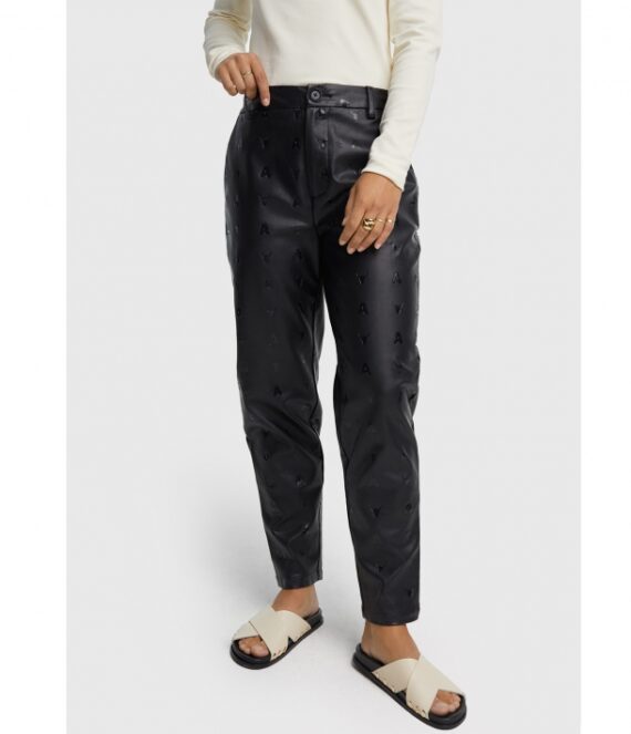 Logo faux leather pants black | Alix the label