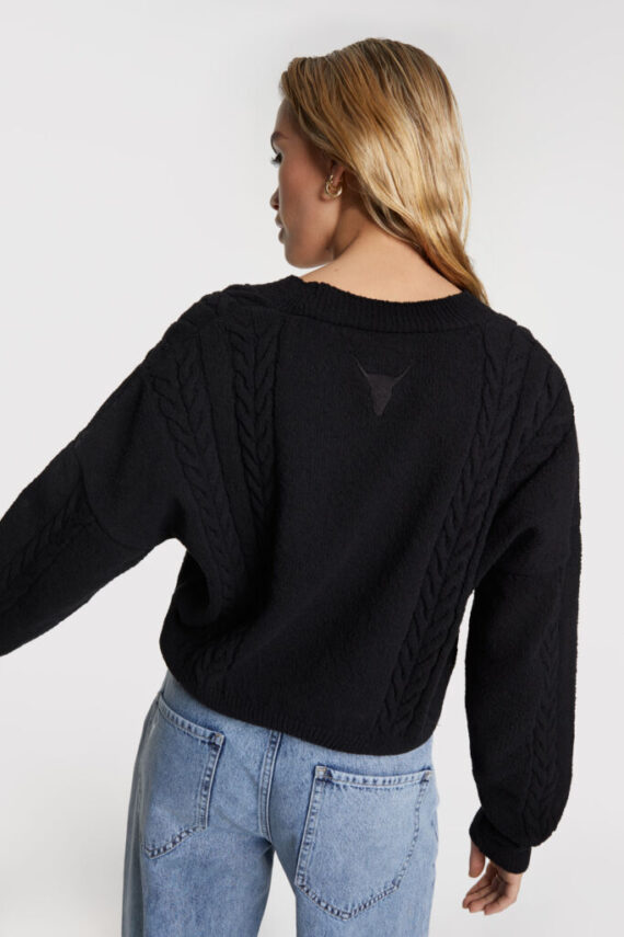 Cropped v-neck top black | Alix the label
