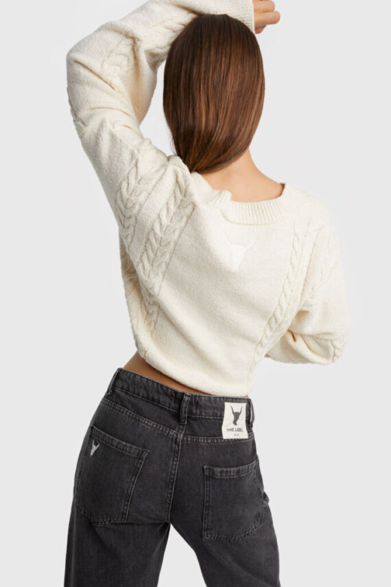 Cropped v-neck top cream | Alix the label