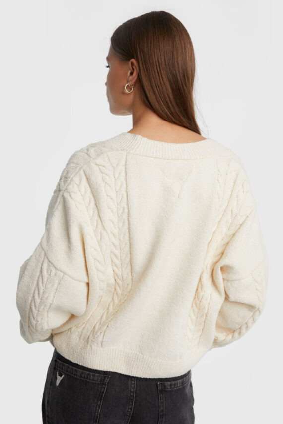 Cropped v-neck top cream | Alix the label