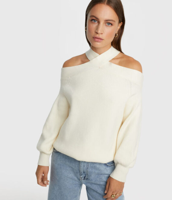 Fancy neck pullover cream | Alix the label