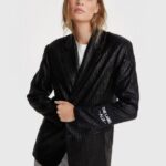 Woven shiny rib blazer | Alix the label
