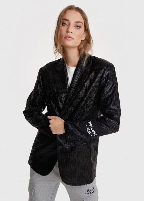 Woven shiny rib blazer | Alix the label