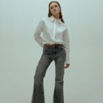 Angelina wide flared vintage grey Homage