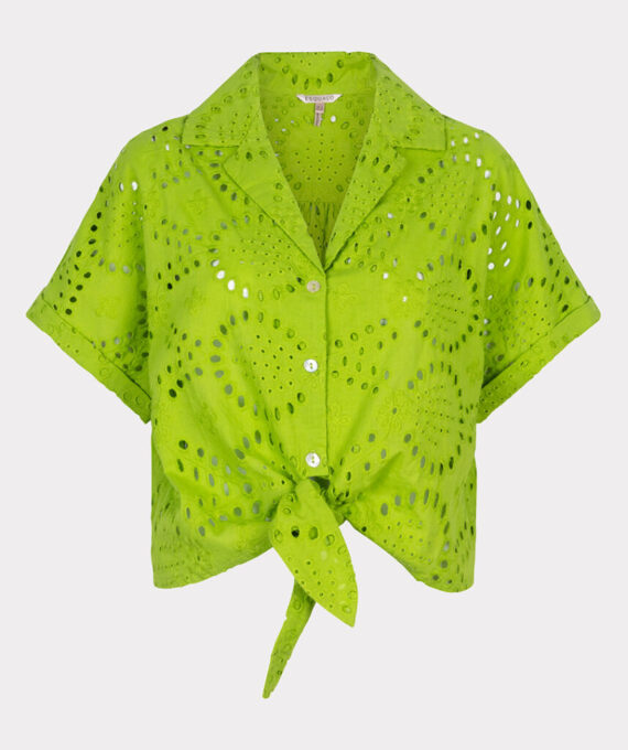 Blouse knot kiwi green chiffly Esqualo