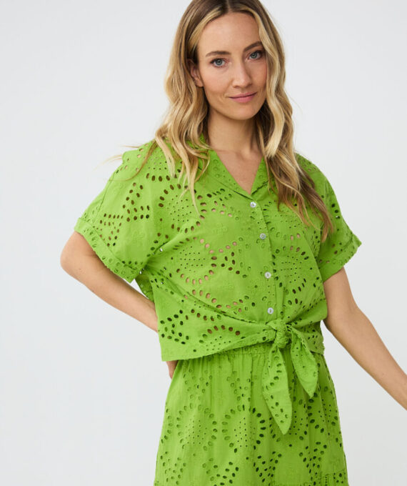 Blouse knot kiwi green chiffly Esqualo