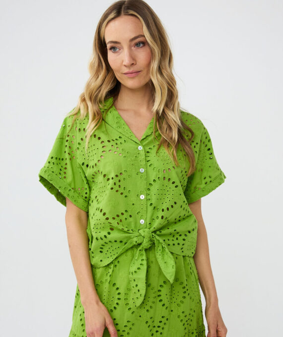 Blouse knot kiwi green chiffly Esqualo