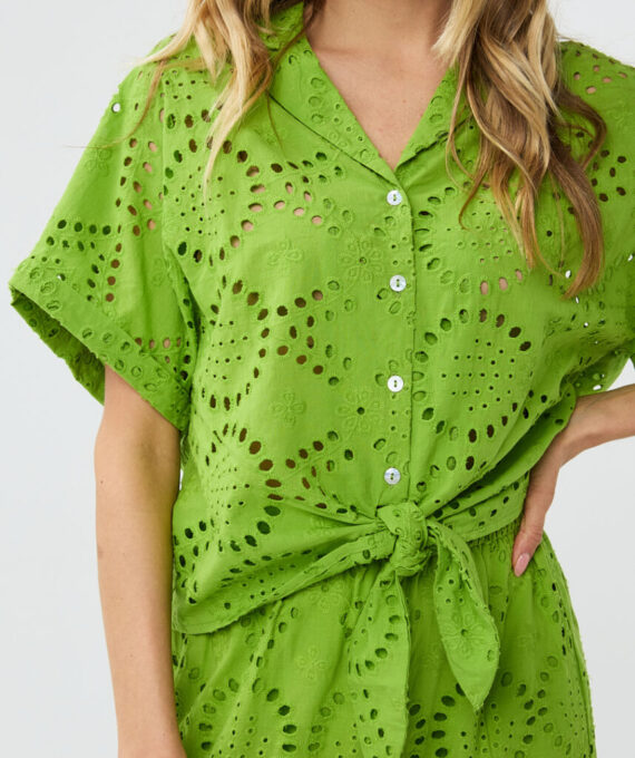 Blouse knot kiwi green chiffly Esqualo