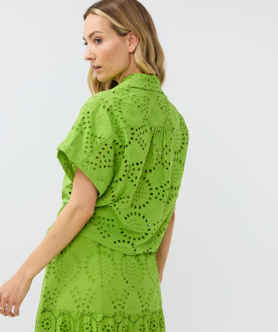 Blouse knot kiwi green chiffly Esqualo