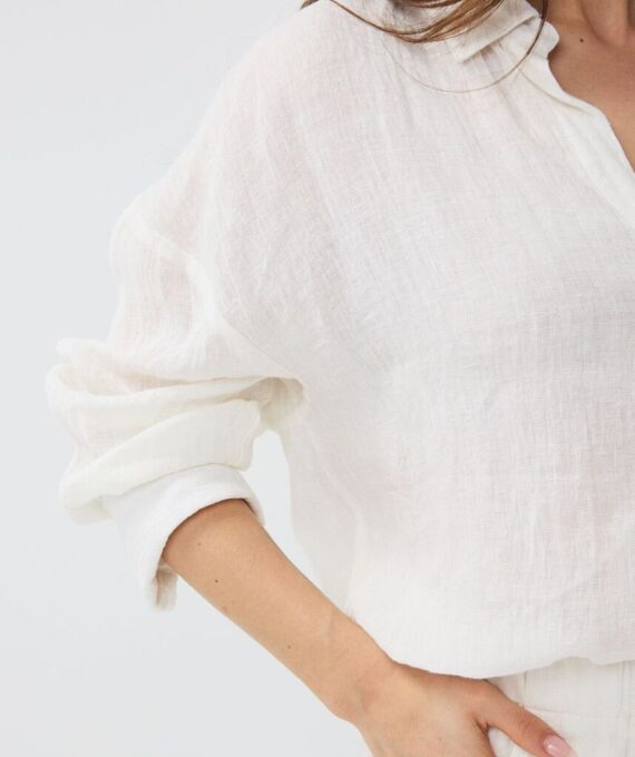 Blouse oversized linen white Esqualo - Afbeelding 3