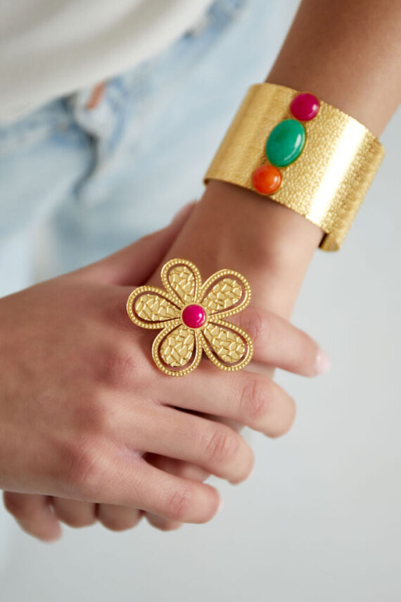 Ring bloem roze