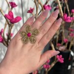 Ring bloem roze