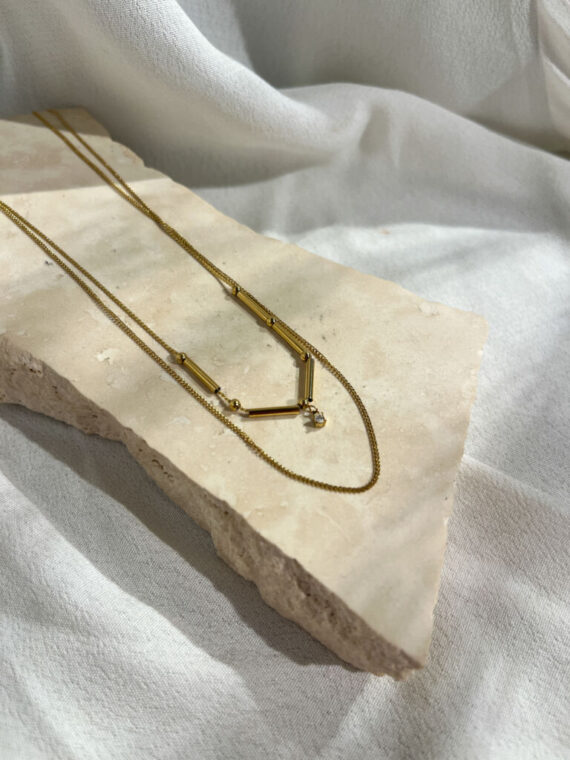Double gouden ketting Zag bijoux