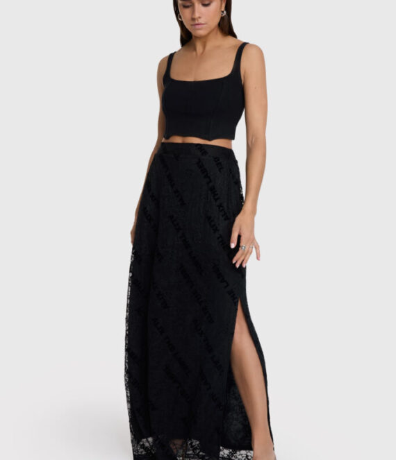 Lace maxi skirt black Alix the label