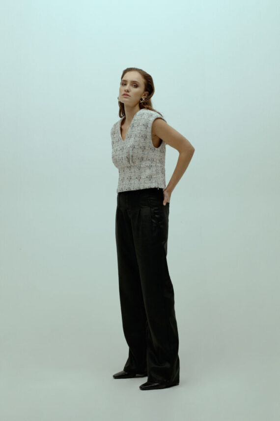 Flowy coated pleated jeans Homage