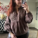 Kaiago kanten blouse coffee Gossia