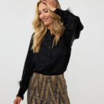 blouse basic satin feathers Esqualo