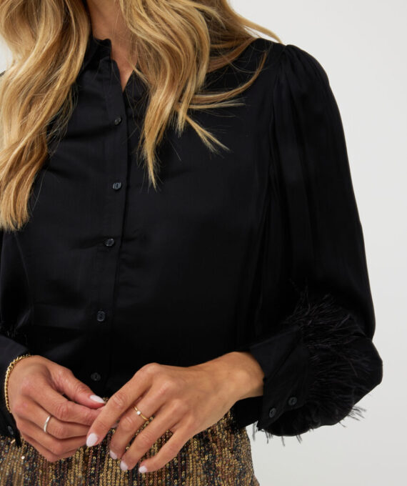blouse basic satin feathers Esqualo