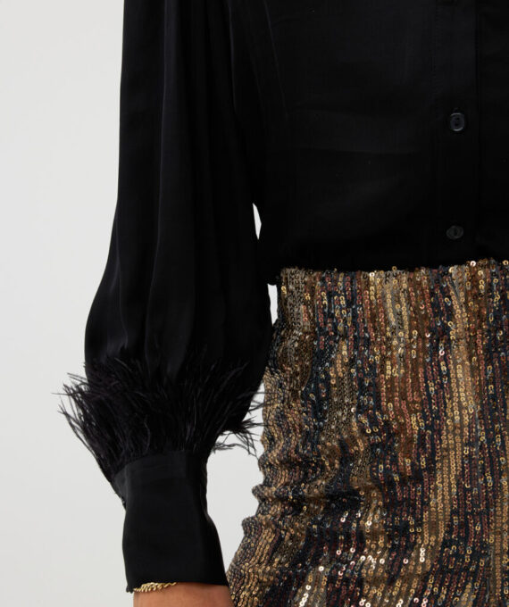 blouse basic satin feathers Esqualo
