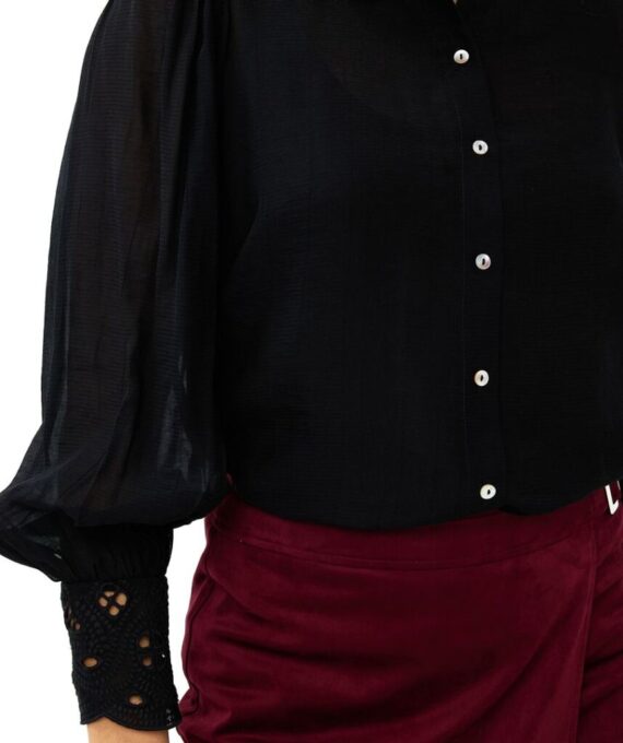 blouse fancy lace cuff black Esqualo