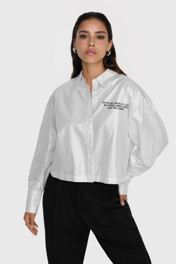 Pinstripe blouse white Alix the label